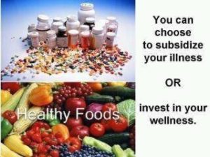 Picture of drugs versus healthy foods