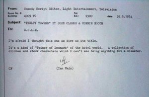 Fawlty Towers Rejection Slip