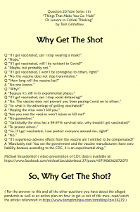 Question 20 Why Get The Shot in the new series "Things That Make You Go 'Huh?' or Lessons In Critical Thinking" by Tom Grimshaw